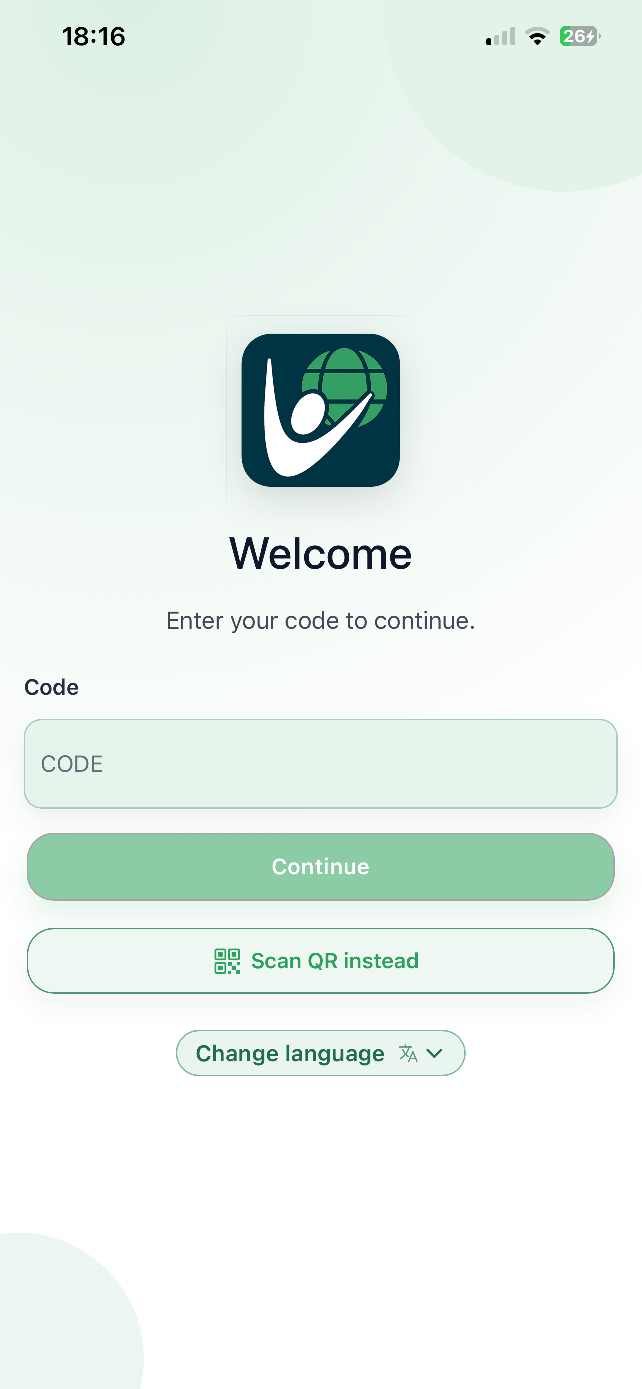 Asset Health Global company code entry screen
